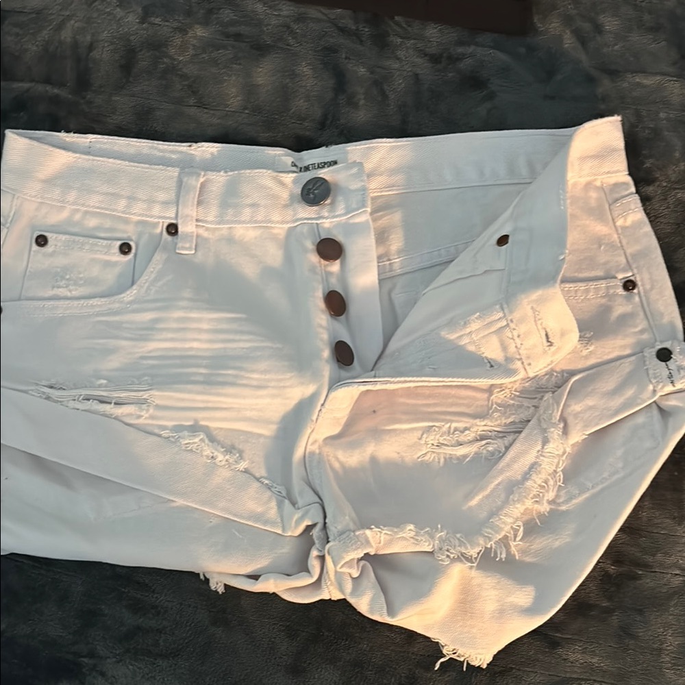 White Distressed Women Shorts